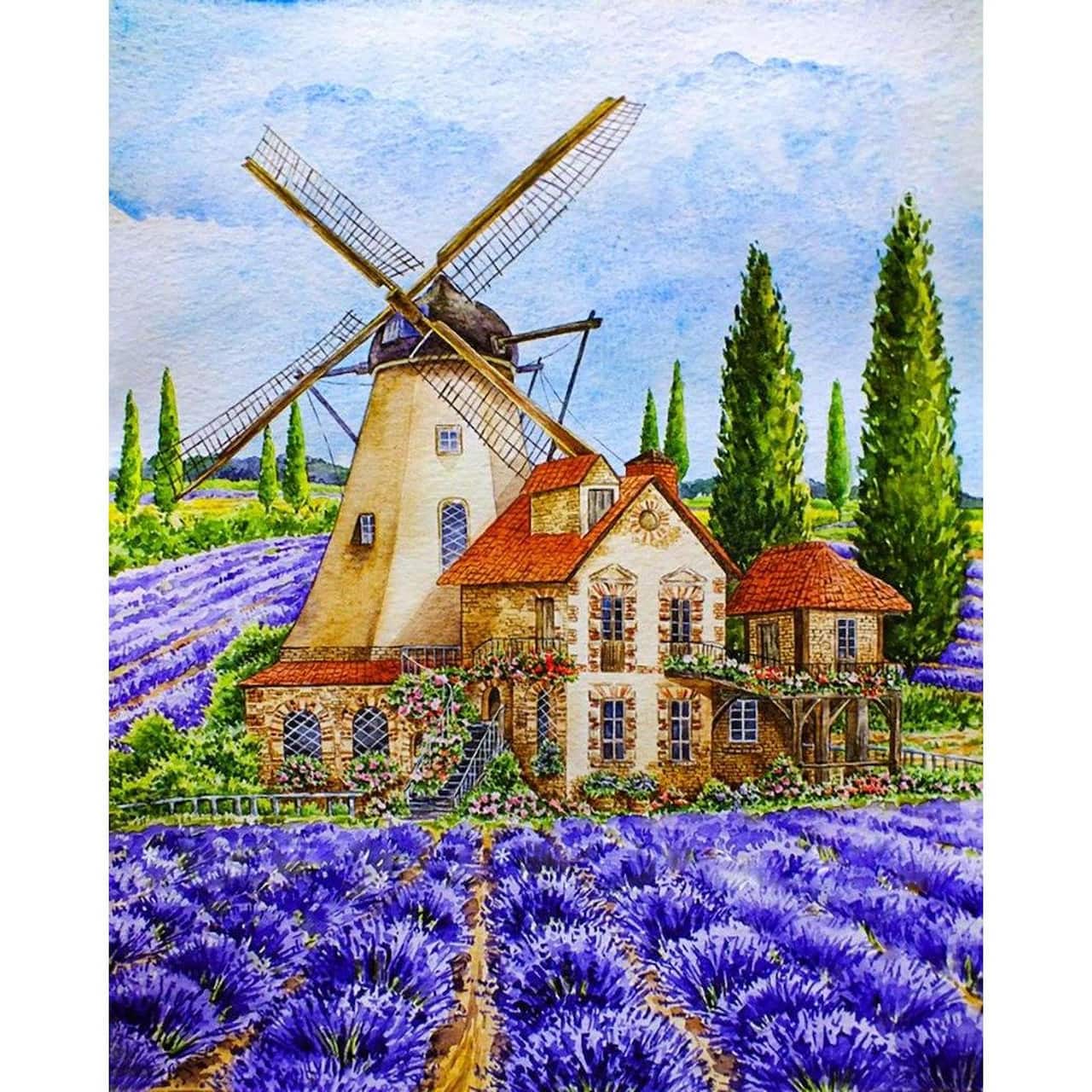Crafting Spark Provence Windmill Diamond Painting Kit